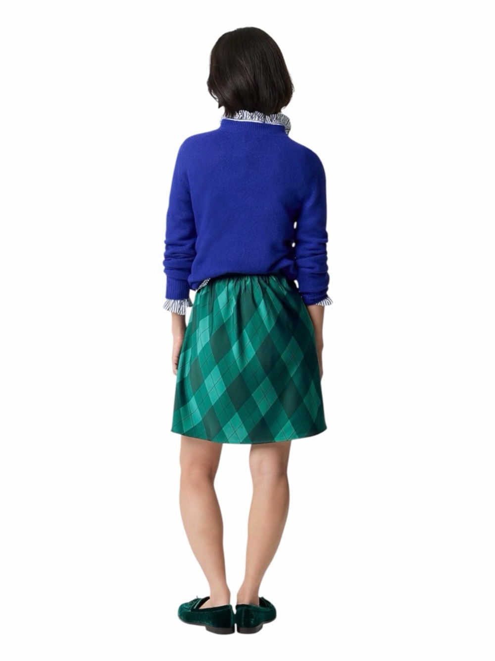 NWT! J. Crew Dark Green Argyle Mini Bias-Cut Slip Skirt. Size XXL. - Picture 4 of 9